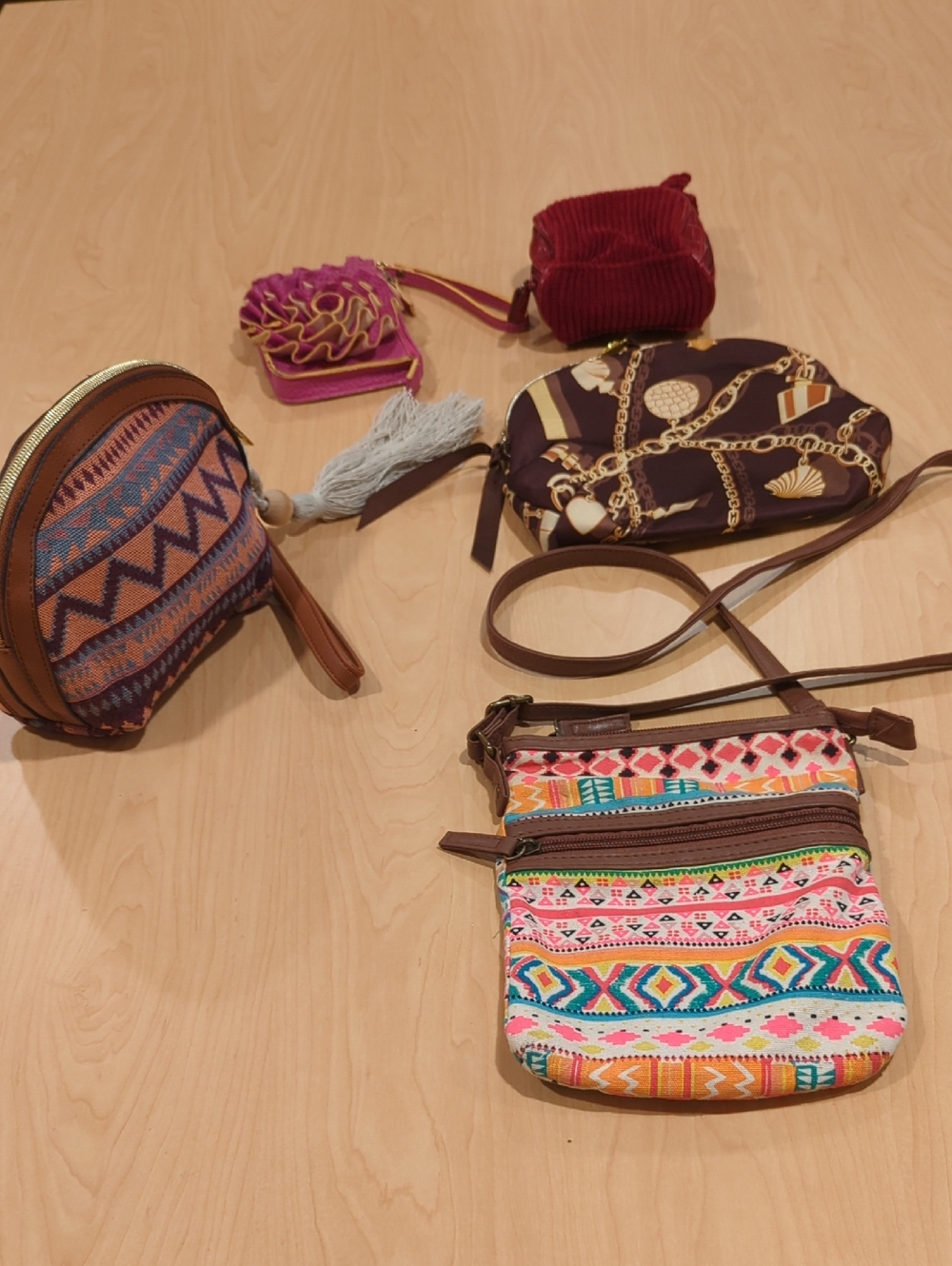 Lot Of 5 Bag, Purse, Colorful Aztec Crossbody Bag - Multicolor